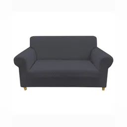 HOUSE OF QUIRK Solid Jacquard Double Seater Sofa Cover With Arms image 1