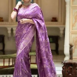 you shop we ship Woven Design Zari Art Silk Handloom Banarasi Saree image 5