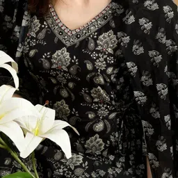 KALINI Women Ethnic Motifs Printed Regular Thread Work Kurta with Dhoti Pants & With Dupatta image 3