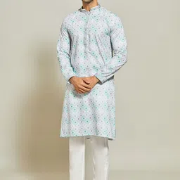 Arihant Rai Sinha Geometric Printed Mandarin Collar Pure Cotton Kurta with Trouser image 3