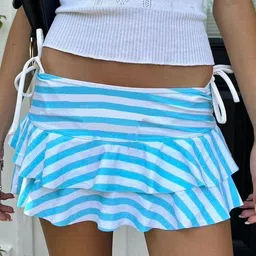 LULU & SKY Women Striped Tiered Mini Skirt-picture-34