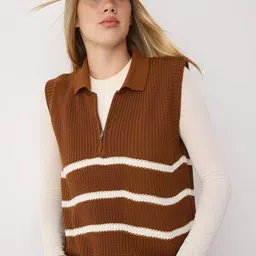 Trendyol Women Striped Sweater Vest-image-7