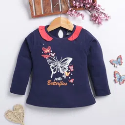 Toonyport Girls Graphic Printed Ruffles Round Neck Cotton Top-image-76