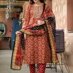 KALINI Women Ethnic Motifs Embroidered Regular Thread Work Kurta with Trousers & With Dupatta-picture-25