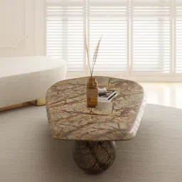 ziba homes Distorted Marble Coffee Table In Rainforest Dark Brown Colour image 3