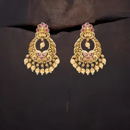 South Temple Jewellery Gold-Plated Artificial Stones & Beads Contemporary Drop Earrings-picture-15