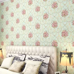 INDIAN ROYALS Green & Pink Printed Floral and Botanical Home Dcor Waterproof Wallpaper-image-15