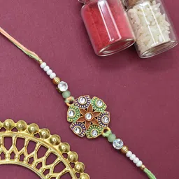MEIRA JEWELLERY Artificial Beaded Thread Rakhi With Roli Chawal-picture-24