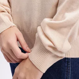 glitchez Drop Shoulder Sleeves Oversized Pullover with Scarf image 5