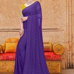 DESI RIWAAZ Striped Embroidered Pure Georgette Designer Saree-image-16