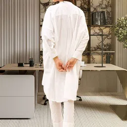 Ambraee Round Neck Pure Cotton Kaftan Kurta With Trousers image 3