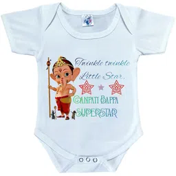 Cute Pals My 1st Ganesh Chaturthi Ganpati Printed Cotton Bodysuits-picture-39