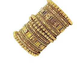 FEMMIBELLA Set Of 18 Gold-Plated Stone Studded Bangles image 4