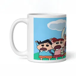 Mr UVD White & Blue Cartoon Characters Printed Ceramic Glossy Mug 350 ml image 2