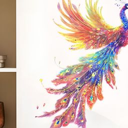 Jaamso Royals Blue & Red Magic Laser Peacock Printed Self-Adhesive & Durable Wall Sticker-picture-36