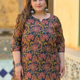 Lee Moda Printed Pure Cotton V-Neck Three Fourth Sleeves Tunic With Trouser Co-Ords image 5