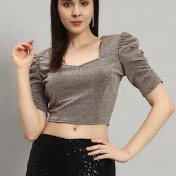 VAARARO Square Neck Puff Sleeve Crop Top-picture-9