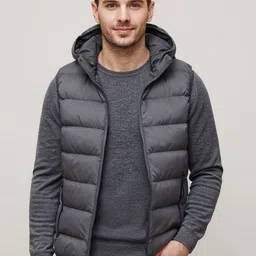 Mast & Harbour Men Hooded Solid Gilet Jacket-picture-23