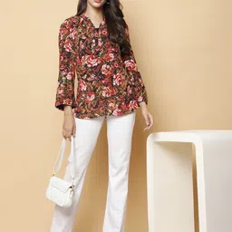 250 DESIGNS Women Floral Printed Mandarin Collar Top-picture-27