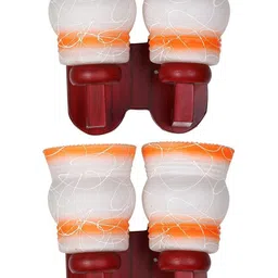 1ST TIME Orange & Orange Textured Wood Traditional Abstract Shaped Shaped Wall Lamp-picture-42