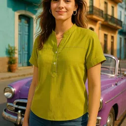 Chandbaali Solid Mandarin Collar Top image 5