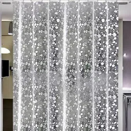 HOME ARK Transparent & Grey Set of 2 Sheer Door Curtain-image-70
