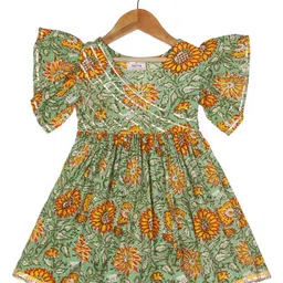 AATYA KIIDS Girls Floral Printed Regular Gotta Patti Pure Cotton Kurta with Sharara image 3