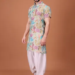 SHIWAM ETHNIX Men Floral Printed Kurta with Salwar image 5