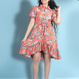 Cutiekins Floral Print Puff Sleeve Fit & Flare Dress-picture-11