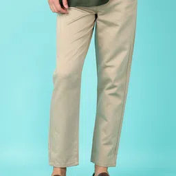V-Mart Men Beige Cotton Regular Fit Mid-Rise Casual Chinos Trousers-image-5
