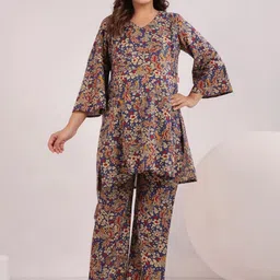 Ikk Kudi by Seerat Women Ethnic Motifs Printed Regular Pure Cotton Kurta with Trousers-image-51