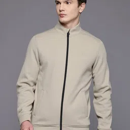 Allen Solly Vertical Self-Stripes Mock Collar Bomber Jacket with Inner Fleece-image-4