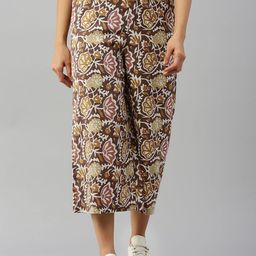 De Moza Women Floral Printed Mid-Rise Cotton Culottes Trousers-picture-9