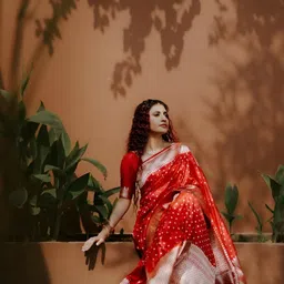 SWEETPEL Ethnic Motifs Woven Design Zari Banarasi Saree image 5