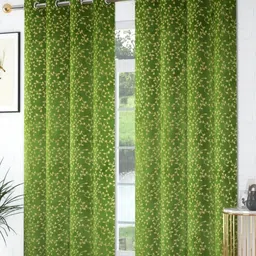 Galaxy Home Decor Green 2 Pieces Floral Printed Room Darkening Long Door Curtain-picture-16