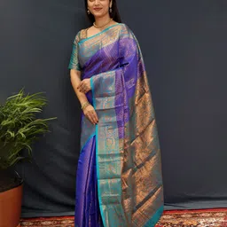 yourwish Woven Design Zari Silk Blend Kanjeevaram Saree-picture-20