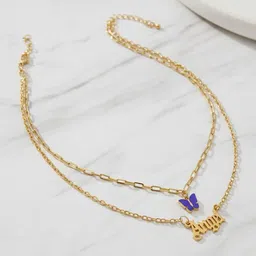 Zaphariq Gold-Plated Double Layered Butterfly Angel Necklace image 1