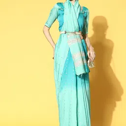 KAVINDI Ombre Dyed Sequinned Saree image 5