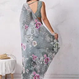 Mitera Floral Beads and Stones Pure Georgette Saree image 3