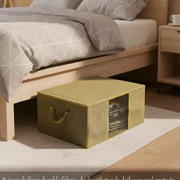 Kuber Industries Gold-Toned & Transparent 12 Pieces Blanket Covers Organisers With Zip image 2