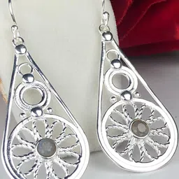 Zhupuk Silver-Plated Brass Crystals Drop Earrings-picture-22
