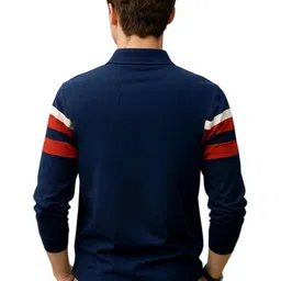 FASHIUM Men Striped Polo Collar Cotton T-shirt image 2