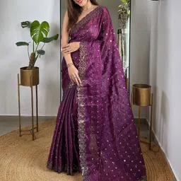 Anouk Sequinned Tissue Saree-picture-33
