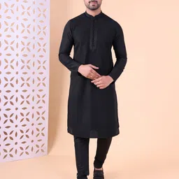 AURIK Men Textured Silk Kurta with Pyjamas image 5