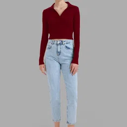 Maheshvi Polyester Long Sleeves Crop Top image 4