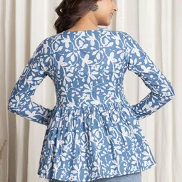 SANGAKURTI Print Cotton Peplum Top image 3