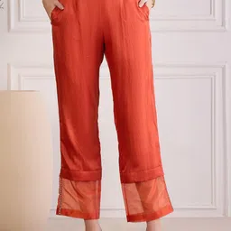 First Resort by Ramola Bachchan Women Embroidered Regular Trousers with Sheer Detail-picture-25