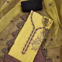 Maroosh Floral Embroidered Thread Work Pure Cotton Unstitched Dress Material-image-25