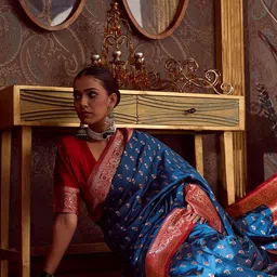 Sangria Woven Design Banarasi Saree With Blouse Piece-picture-28