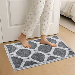 Myntra Elegant Homes Grey Geimetric Anti-Skid Skin-Friendly Rectangular Doormat-picture-22